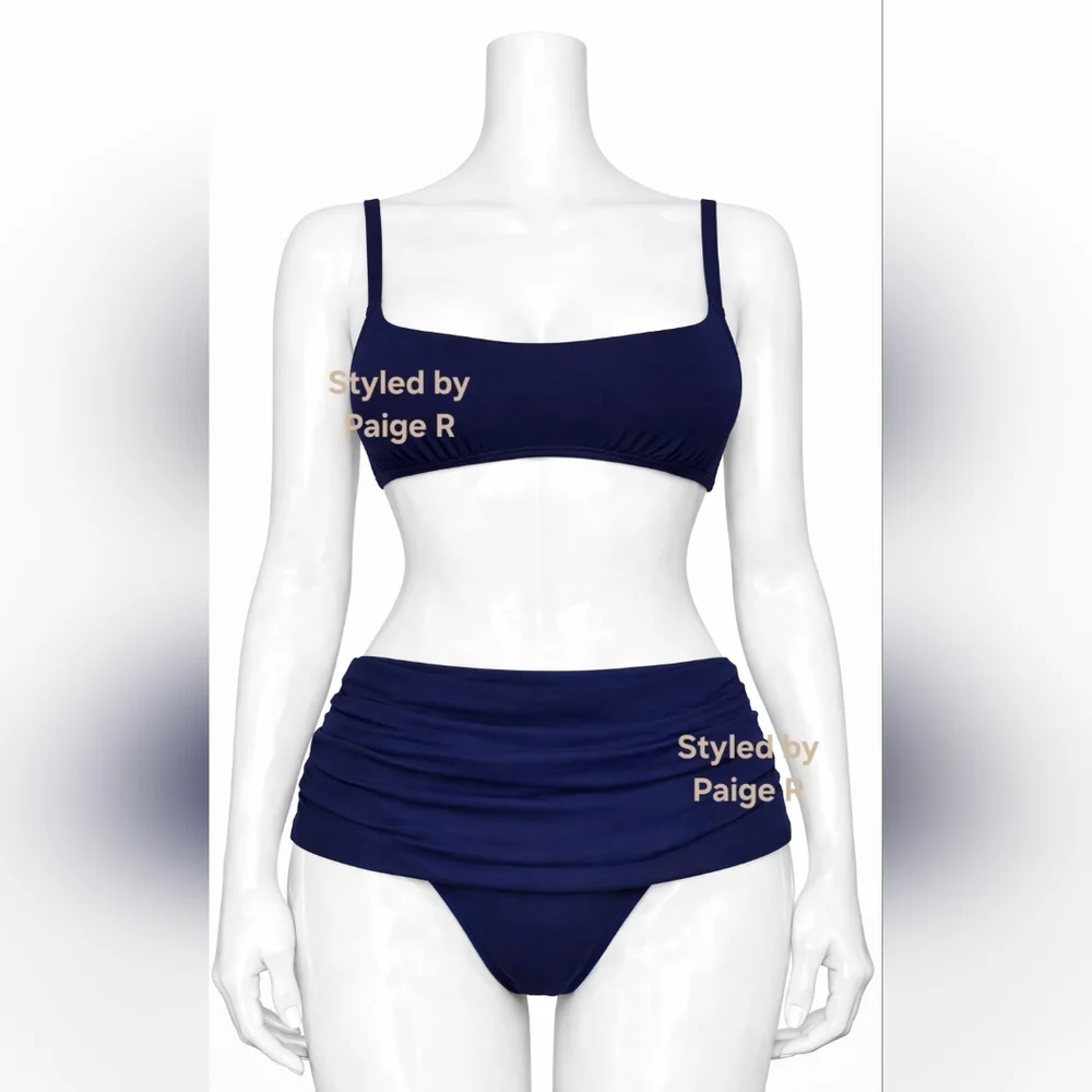 ❤️NWT SKIMS 2 Pc Ruched Underwire Swim Top Sculpting foldover Bikini MIDNIGHT 3X